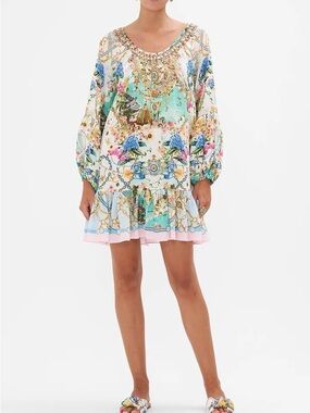 Camilla | Dresses | Camilla Sunday Best Silk Mini Dress Xl Tie Front  Embellished Boho Luxe Euc | Poshmark